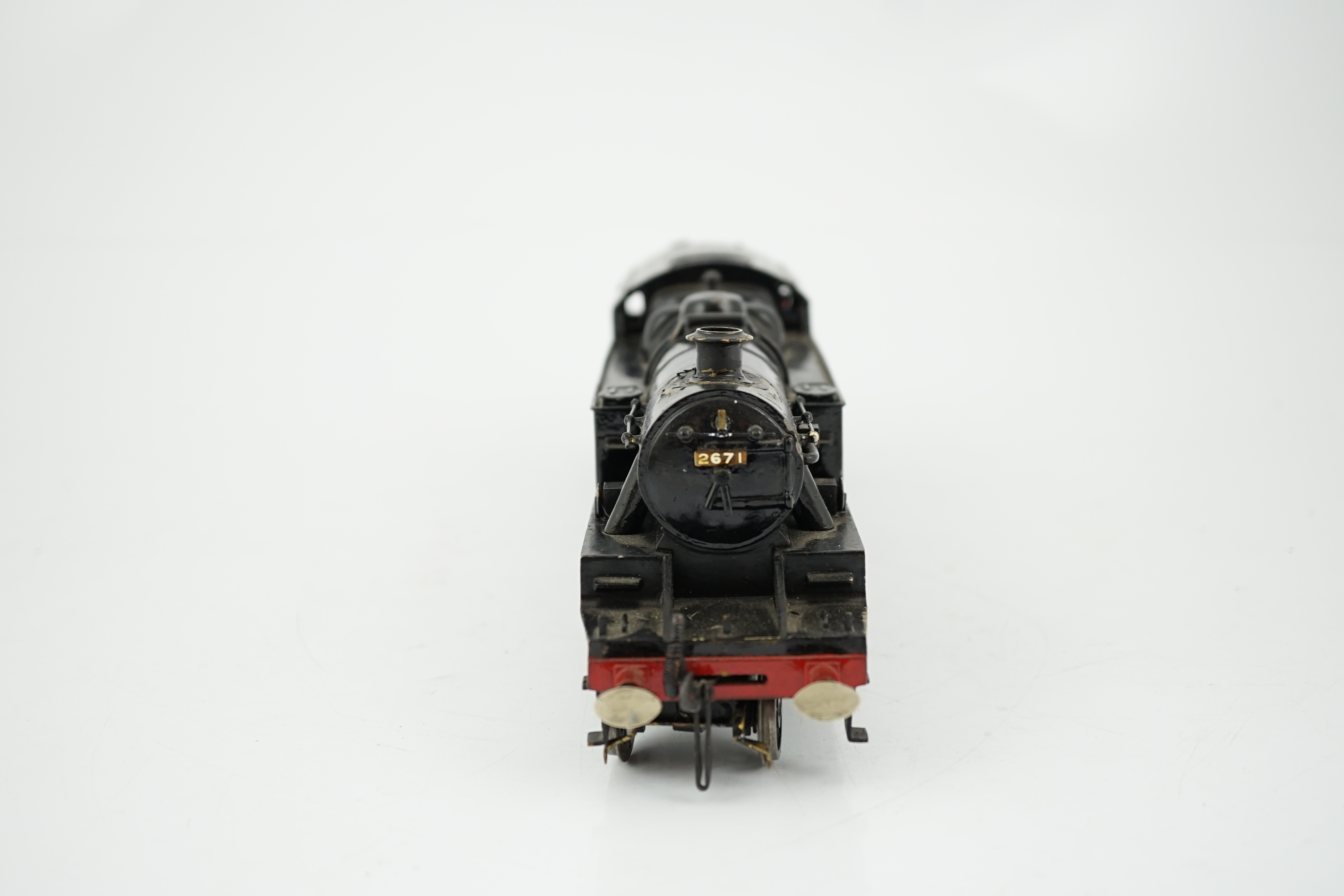 A brass kit-built LMS 2-6-4T Stanier Tank locomotive, 2671, for 2-rail running, in unlined black livery, with some detailing, sprung buffers, etc.